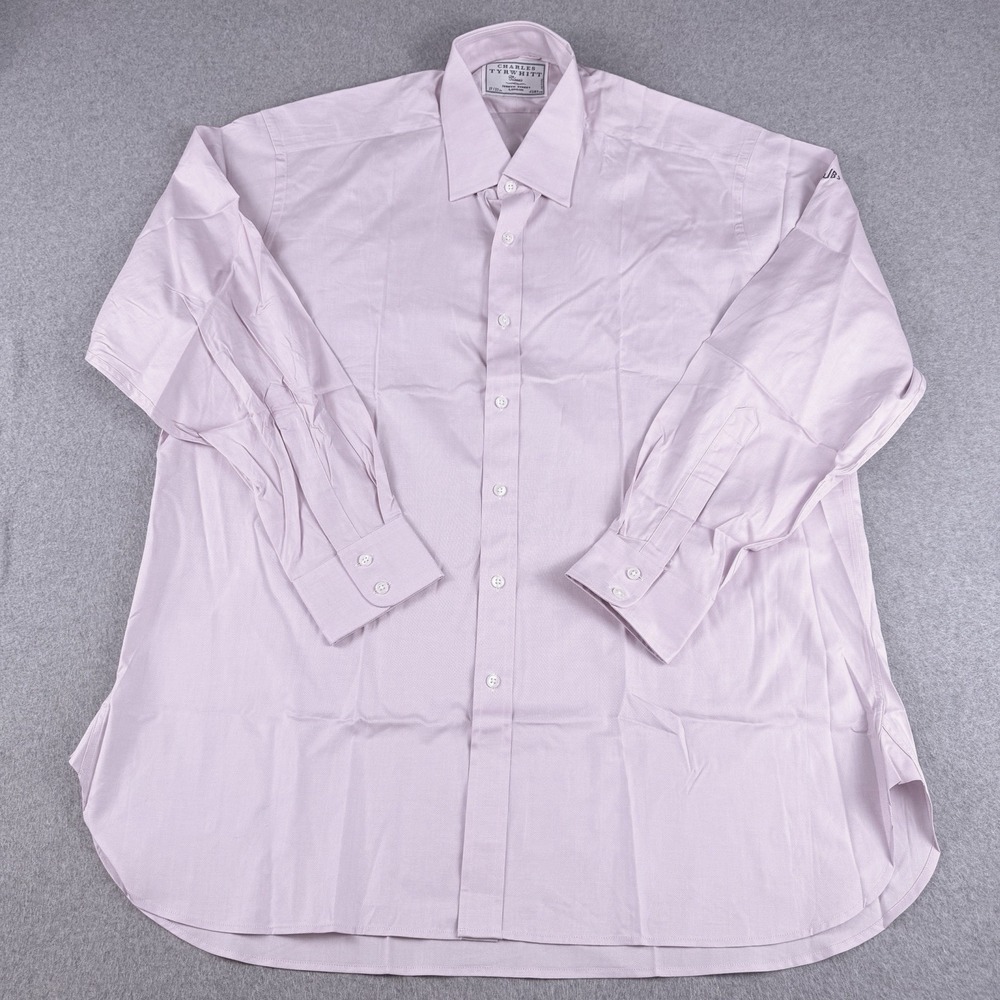 Charles Tyrwhitt Classic Pink Oxford Dress Shirt 17 35 XL Cotton Button Up